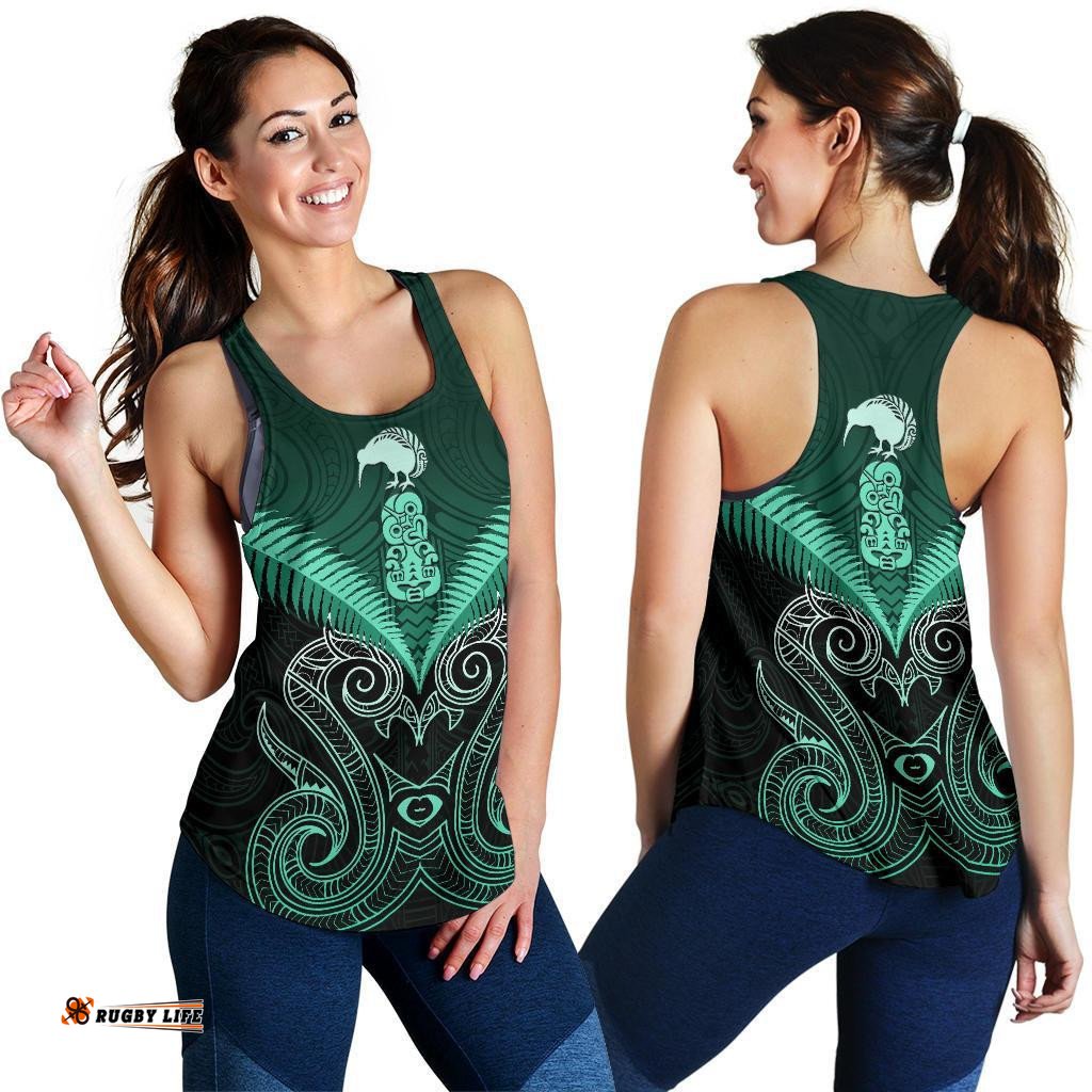 Maori Manaia New Zealand Women Racerback Tank Turquoise