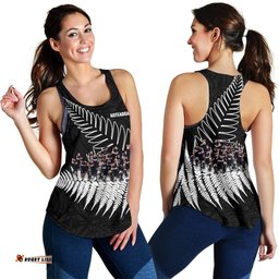 New Zealand Haka Rugby Women Racerback Tank Best Silver Fern Black