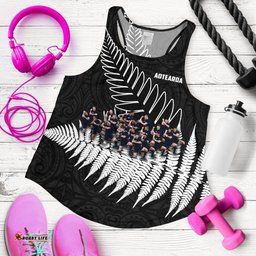 New Zealand Haka Rugby Women Racerback Tank Best Silver Fern Black