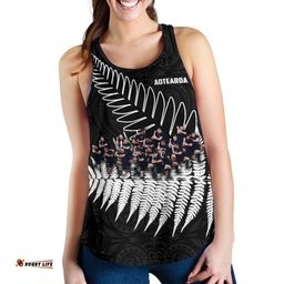 New Zealand Haka Rugby Women Racerback Tank Best Silver Fern Black