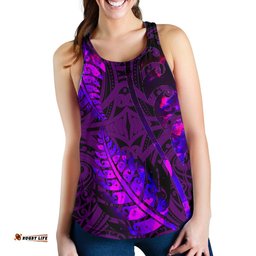 Aotearoa Maori Women Racerback Tank Silver Fern Koru Vibes Purple