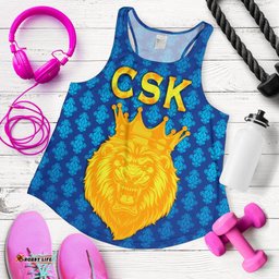 Chennai Super Kings Women Racerback Tank Cricket Traditional Pride Blue