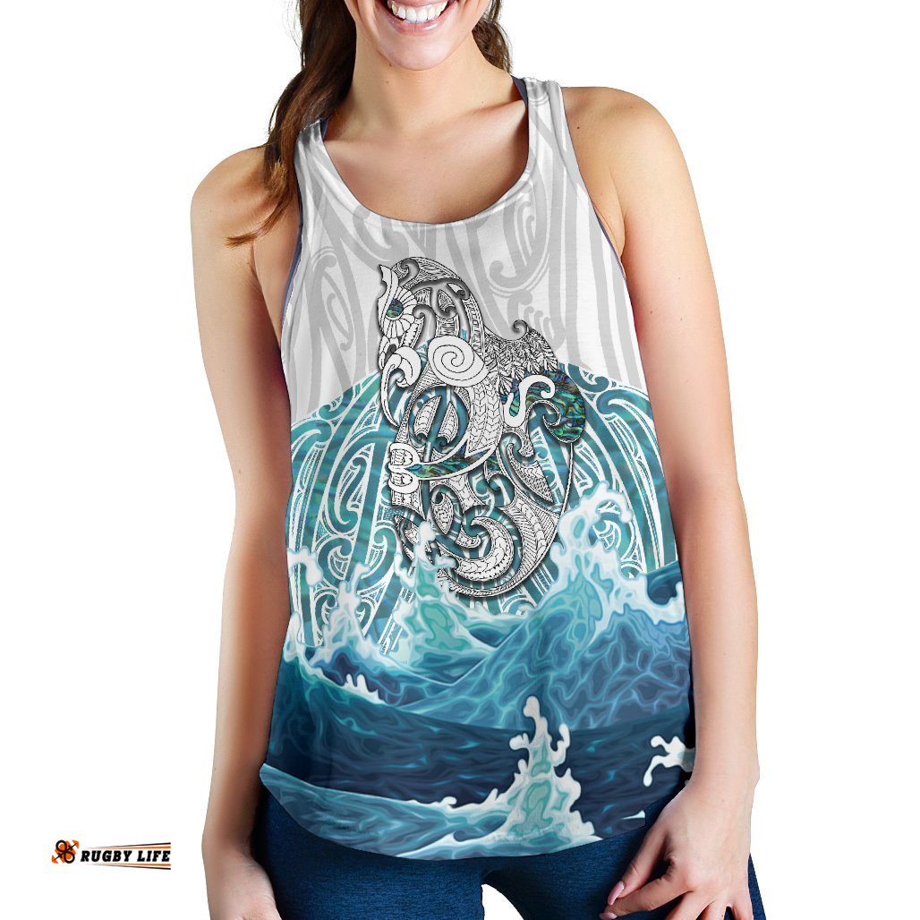 Maori Manaia The Blue Sea Women'S Racerback Tank White
