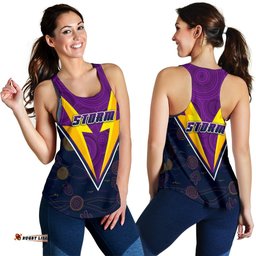 Melbourne Storm Women Racerback Tank Indigenous Artsy Style