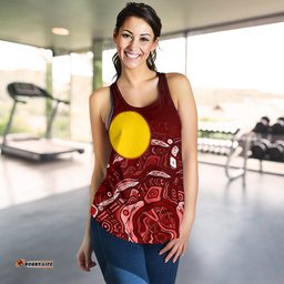Aboriginal Women's Racerback Tank Red Landscape