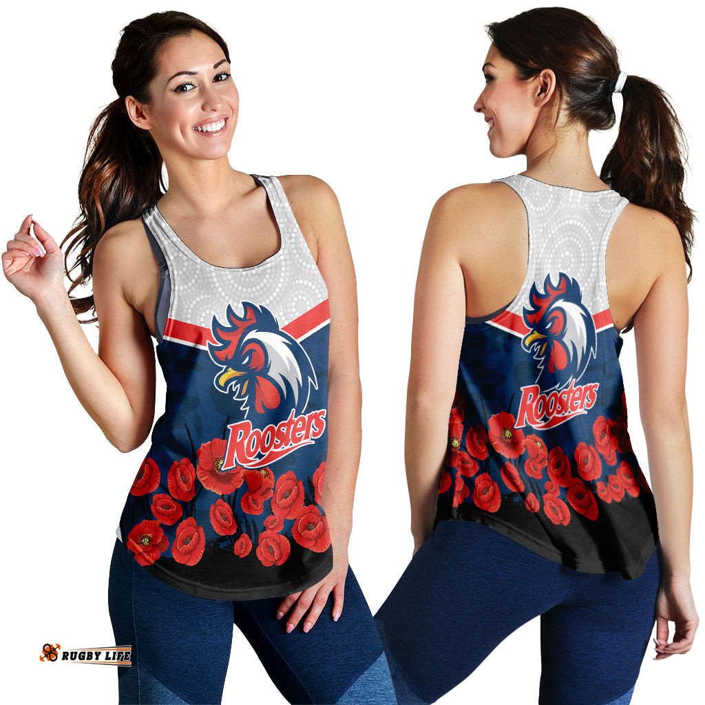 Roosters Anzac Day Women Tank Top Indigenous Art