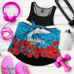Cronulla Sutherland Sharks Anzac Day Indigenous Art Women Tank Top