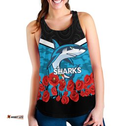 Cronulla Sutherland Sharks Anzac Day Indigenous Art Women Tank Top