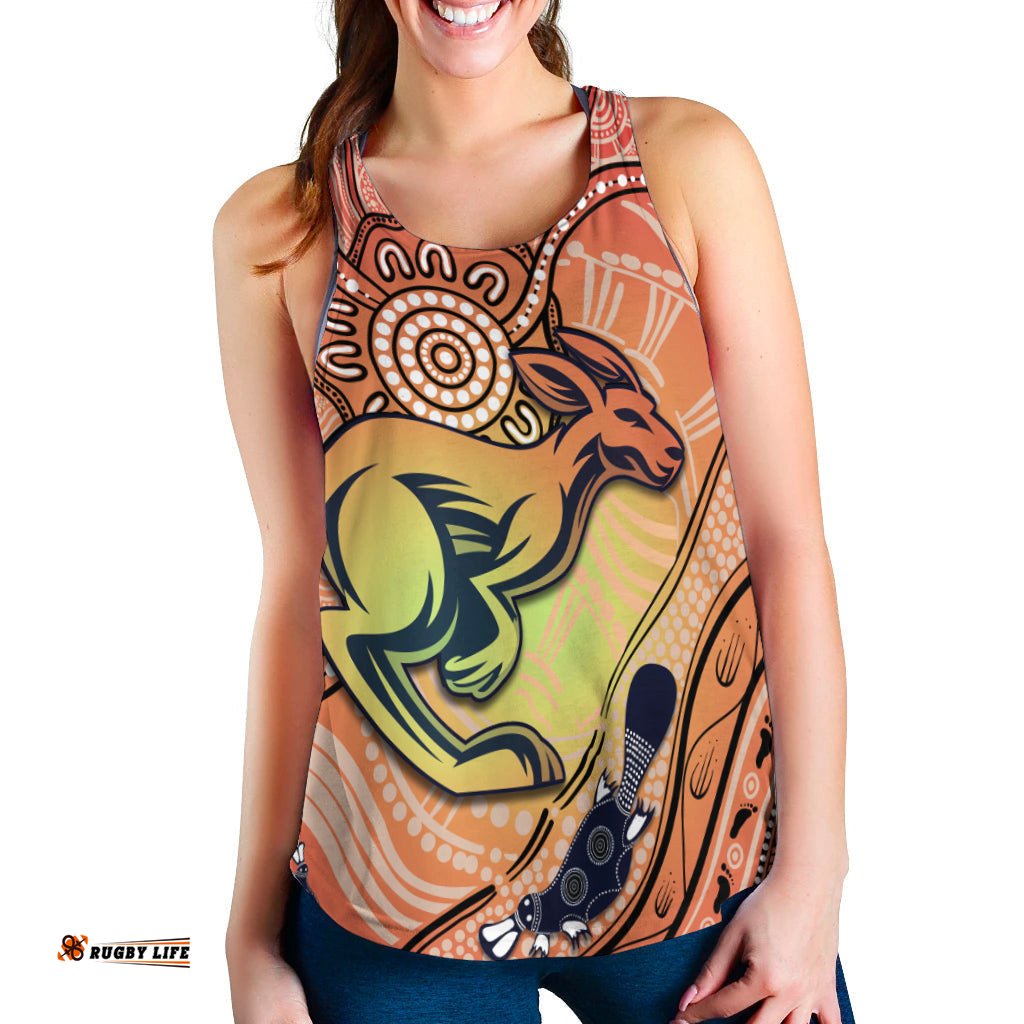 Kangaroos Indigenous Women Racerback Tank Beautiful Life