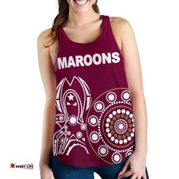 Queensland Women's Racerback Tank Maroons Simple Indigenous