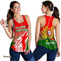 Portugal Rugby Women Racerback Tank Wolf Os Lobos