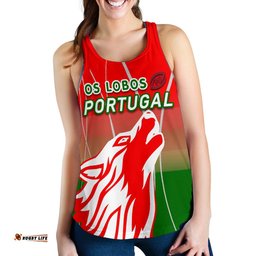 Portugal Rugby Women Racerback Tank Wolf Os Lobos