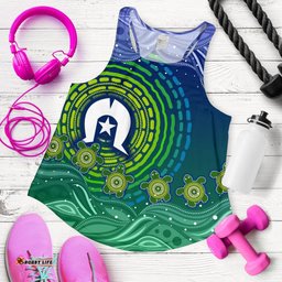 Torres Strait Islanders Women's Racerback Tank Aboriginal Turtle