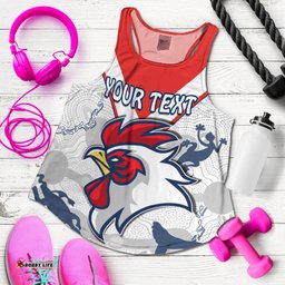 Custom Personalised Roosters Women Racerback Tank Sydney Indigenous Version White