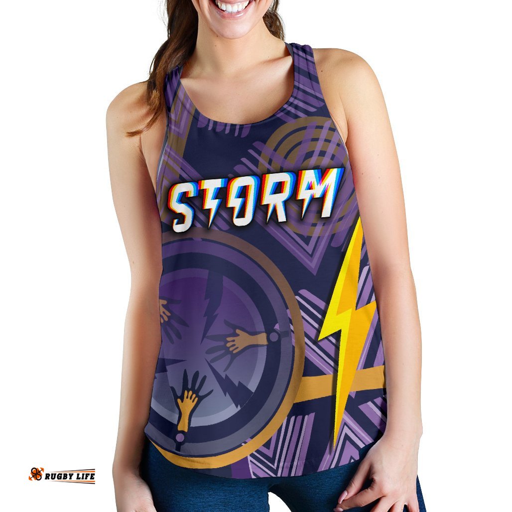Melbourne Storm Women Racerback Tank Simple Indigenous Purple