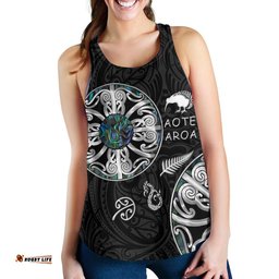 New Zealand Aotearoa Women Racerback Tank Maori Mangopare Paua Shell Pullover
