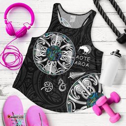 New Zealand Aotearoa Women Racerback Tank Maori Mangopare Paua Shell Pullover