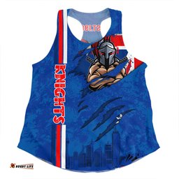 Newcastle Knights Women Racerback Singlet - Happy Australia Day Flag Scratch Style