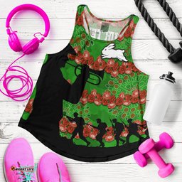 Rabbitohs Rugby Women Racerback Tank Anzac Day Camo Style