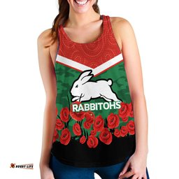 Custom Personalised Rabbitohs Anzac Day Women Tank Top Indigenous Art