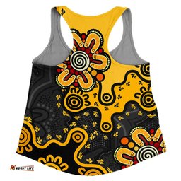 Australia Women Racerback Singlet Aboriginal Style Of Background Yellow
