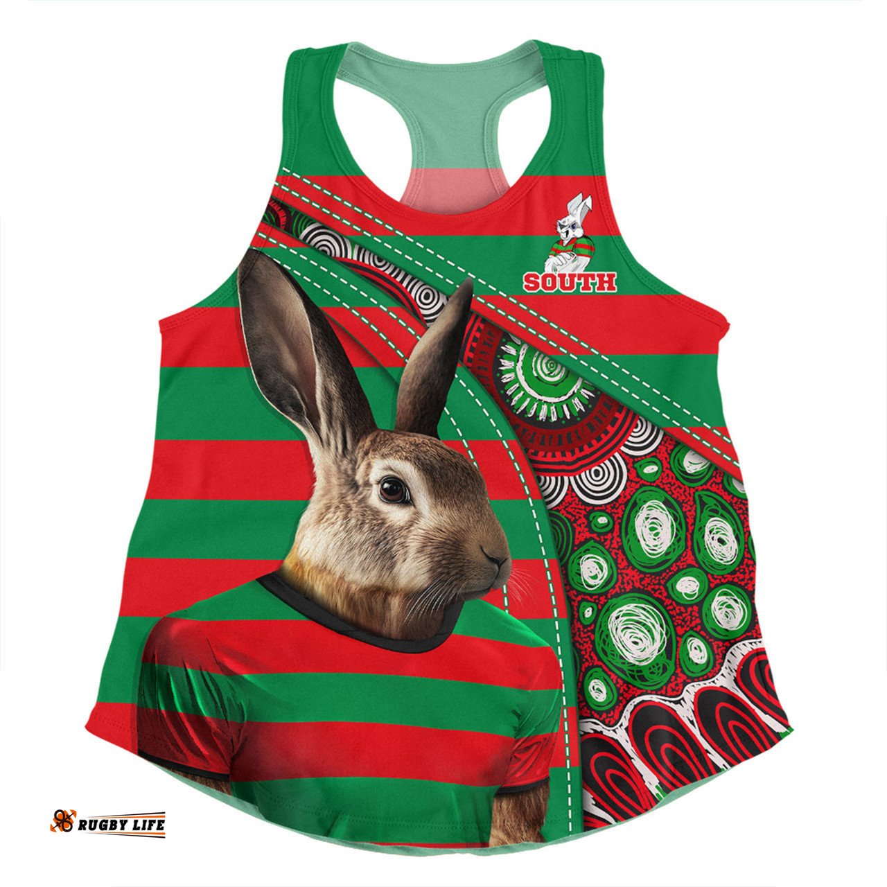 South Sydney Rabbitohs Women Racerback Singlet Custom Team Of Us Die Hard Fan Supporters Aboriginal Inspired