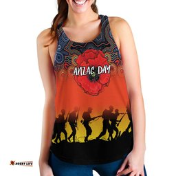 Anzac Day Women Tank Top Aboriginal Dot Painting Art
