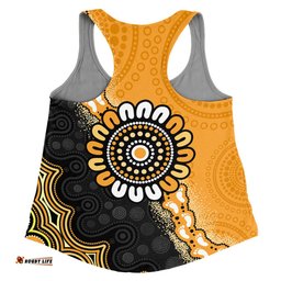 Australia Women Racerback Singlet Aboriginal Indigenous Dot Painting Half People Setting Symbols