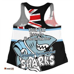 Cronulla-Sutherland Sharks Women Racerback Singlet - Happy Australia Day We Are One And Free V2