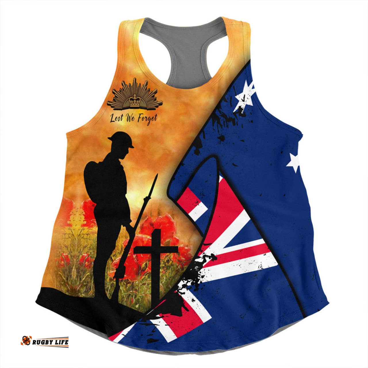 Australia Anzac Day Women Racerback Singlet - Anzac Day Flag Lest We Forget Women Racerback Singlet