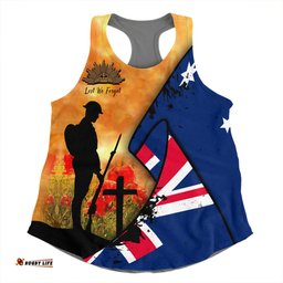 Australia Anzac Day Women Racerback Singlet - Anzac Day Flag Lest We Forget Women Racerback Singlet