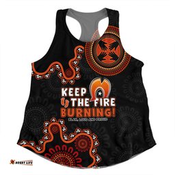 Australia Women Racerback Singlet Naidoc Week 2024 Keep The Fire Burning Aboriginal Dot Art Inspired