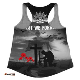 Australia Women Racerback Singlet Lest We Forget Remember Soldiers