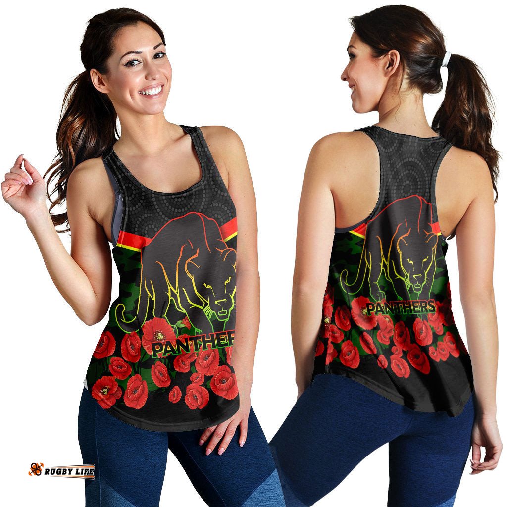 Panthers Anzac Day Women Tank Top Indigenous Art