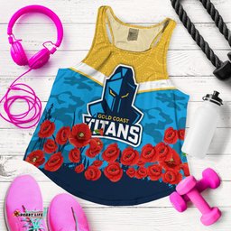 Gold Coast Titans Anzac Day Indigenous Art Women Tank Top