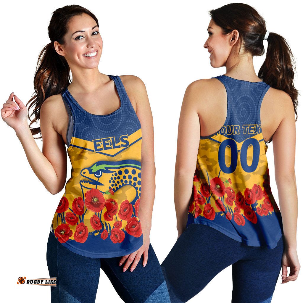 Custom Personalised Eels Anzac Women Tank Top Indigenous Art