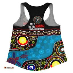 Australia Women Racerback Singlet Custom Naidoc Week Culture Art With River And Tortoise Aboriginal