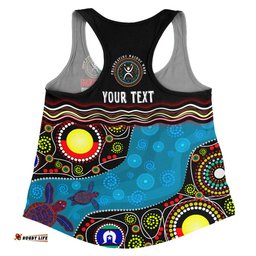 Australia Women Racerback Singlet Custom Naidoc Week Culture Art With River And Tortoise Aboriginal