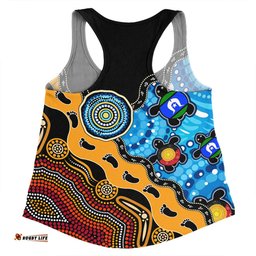 Australia Women Racerback Singlet Aboriginal Inspired River And Land Style Of Dot Painting