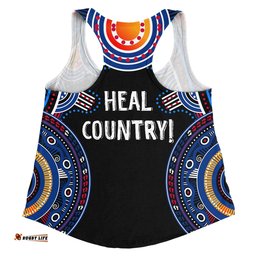 Australia Naidoc Week 2021 Women's Racerback Tank Black Heal Country