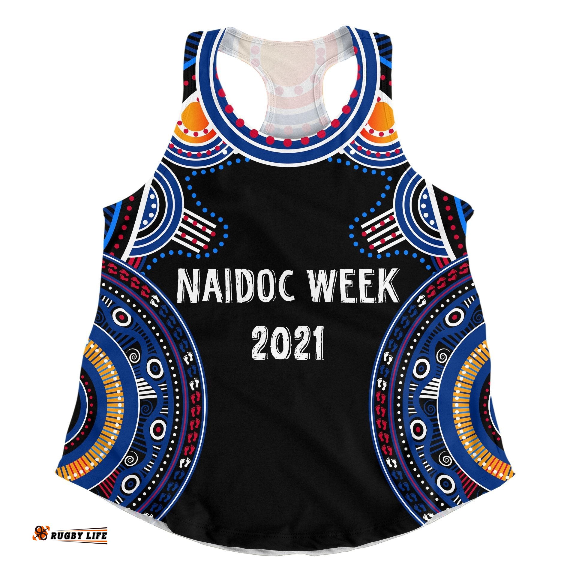 Australia Naidoc Week 2021 Women's Racerback Tank Black Heal Country