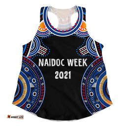 Australia Naidoc Week 2021 Women's Racerback Tank Black Heal Country