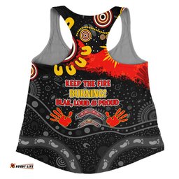 Australia Women Racerback Singlet Aboriginal Indigenous Naidoc Week Dreamtime Dot Painting With Flag