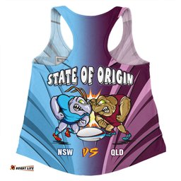 Queensland Maroons Women Racerback Singlet Custom State Of Origin 2024 Tough Fan Rugby For Life QLD vs NSW Ver 2