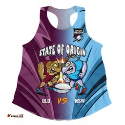 Queensland Maroons Women Racerback Singlet Custom State Of Origin 2024 Tough Fan Rugby For Life QLD vs NSW Ver 2
