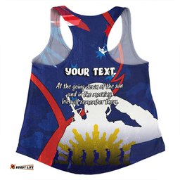 Australia Anzac Day Custom Women Racerback Singlet - Lest We Forget With Blue Camouflage Pattern Women Racerback Singlet