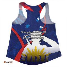 Australia Anzac Day Custom Women Racerback Singlet - Lest We Forget With Blue Camouflage Pattern Women Racerback Singlet