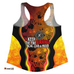 Australia Women Racerback Singlet Naidoc Hand Rock Art Indigenous Golden Style
