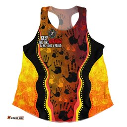 Australia Women Racerback Singlet Naidoc Hand Rock Art Indigenous Golden Style