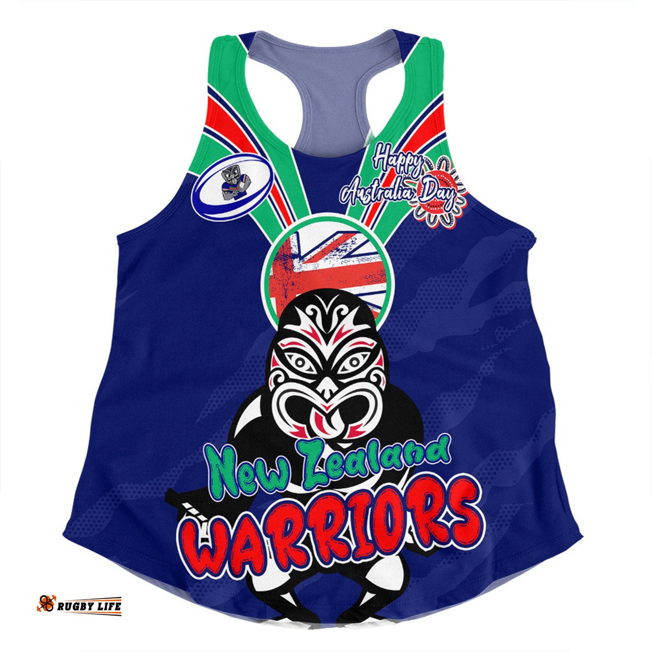 New Zealand Warriors Women Racerback Singlet - Happy Australia Day We Are One And Free